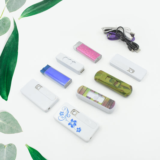 8884 Stylish Electric Usb Lighter For Men Women Regular Cigarettes Portable Usb Rechargeable Flameless Coil Slim Cigarette Lighter With Charging Cable Windproof E Lighter Lighter For Smoking (1 Pc Mix Deisign Color )