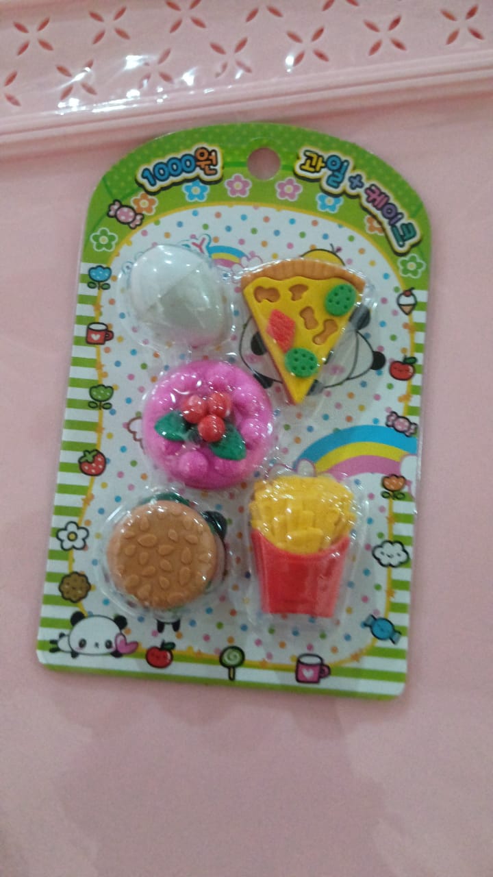 3D Food-Shaped Colorful Eraser Set – Cute Novelty Mini Erasers for Kids (5 Pc Set)