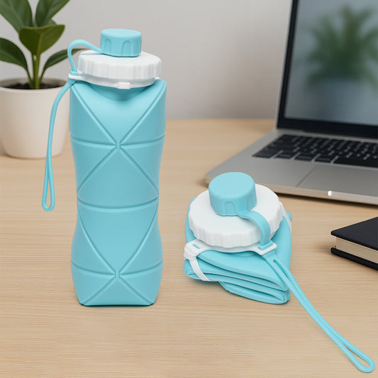 600ml Collapsible Silicone Water Bottle For Travel Sports Gym Office (1 Pc)