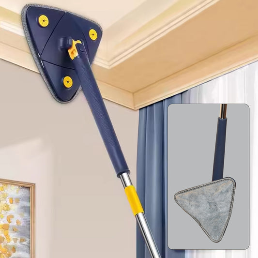 7725 Rotatable Adjustable Triangle Cleaning Mop Triangle Mop With Stainless Steel Long Handle Push-pull Squeezing Cleaning Mop Dry Wet Mop For Floor Windows (1 Pc)