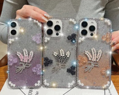 Diamond Leaves TPU (Soft) Handmade Bling Phone Case - iPhone 16 Pro Max