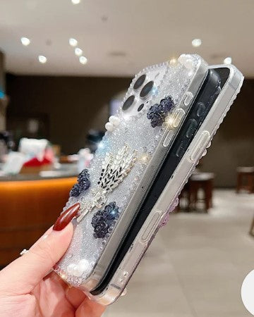 Diamond Leaves TPU (Soft) Handmade Bling Phone Case - iPhone 16 Pro Max