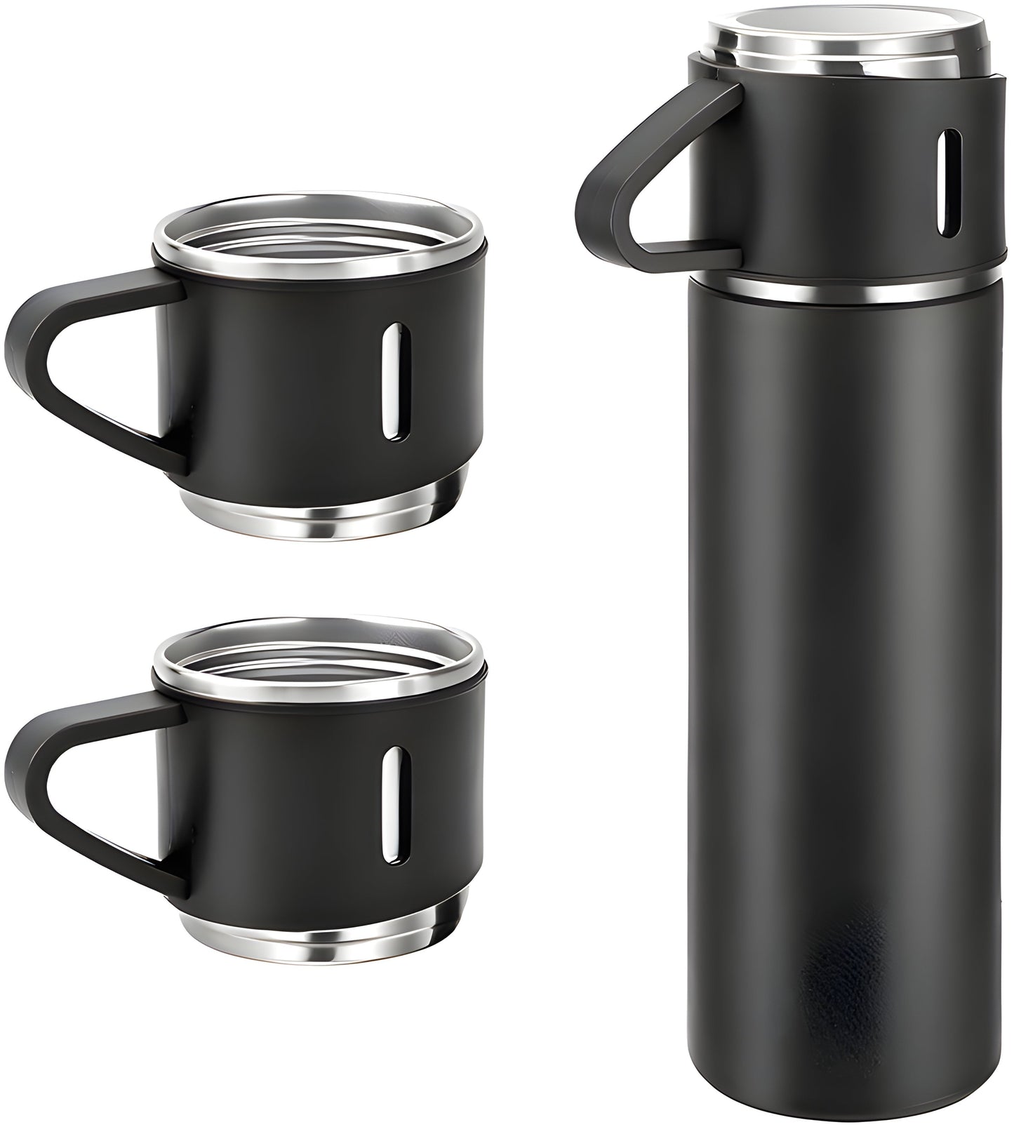 Customized Stainless Steel Vacuum Flask Set with 3 Cups – 500ML | Personalized Name Bottle Gift Combo for Boyfriend, Girlfriend, Employee