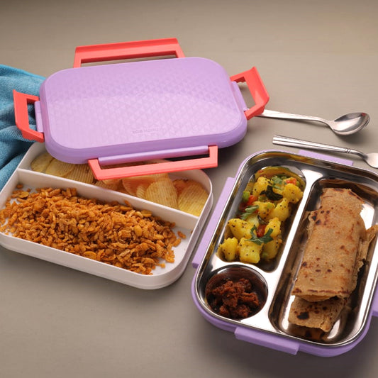 5364 Break Time Lunch Box Steel Plate Multi Compartment Lunch Box Carry To All Type Lunch In Lunch Box Premium Quality Lunch Box Ideal For Office School Kids Travelling Ideal