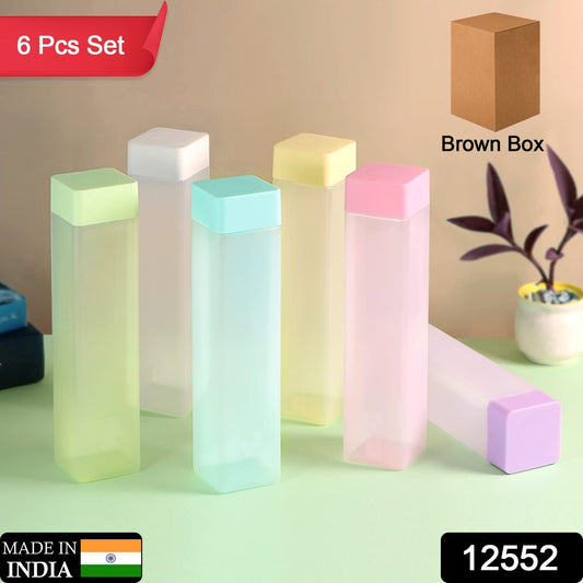 Large Capacity Plastic Water Bottle | Set of 6 | Square Water Bottle (940ml each)