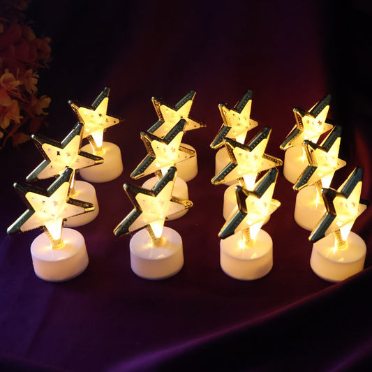 Decorative Star Shaped Flameless Led Candles (12 Pc)
