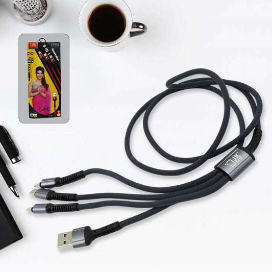 3 In 1 Multi Super Fast Charging Cable (1 Pc 1200 Mm)