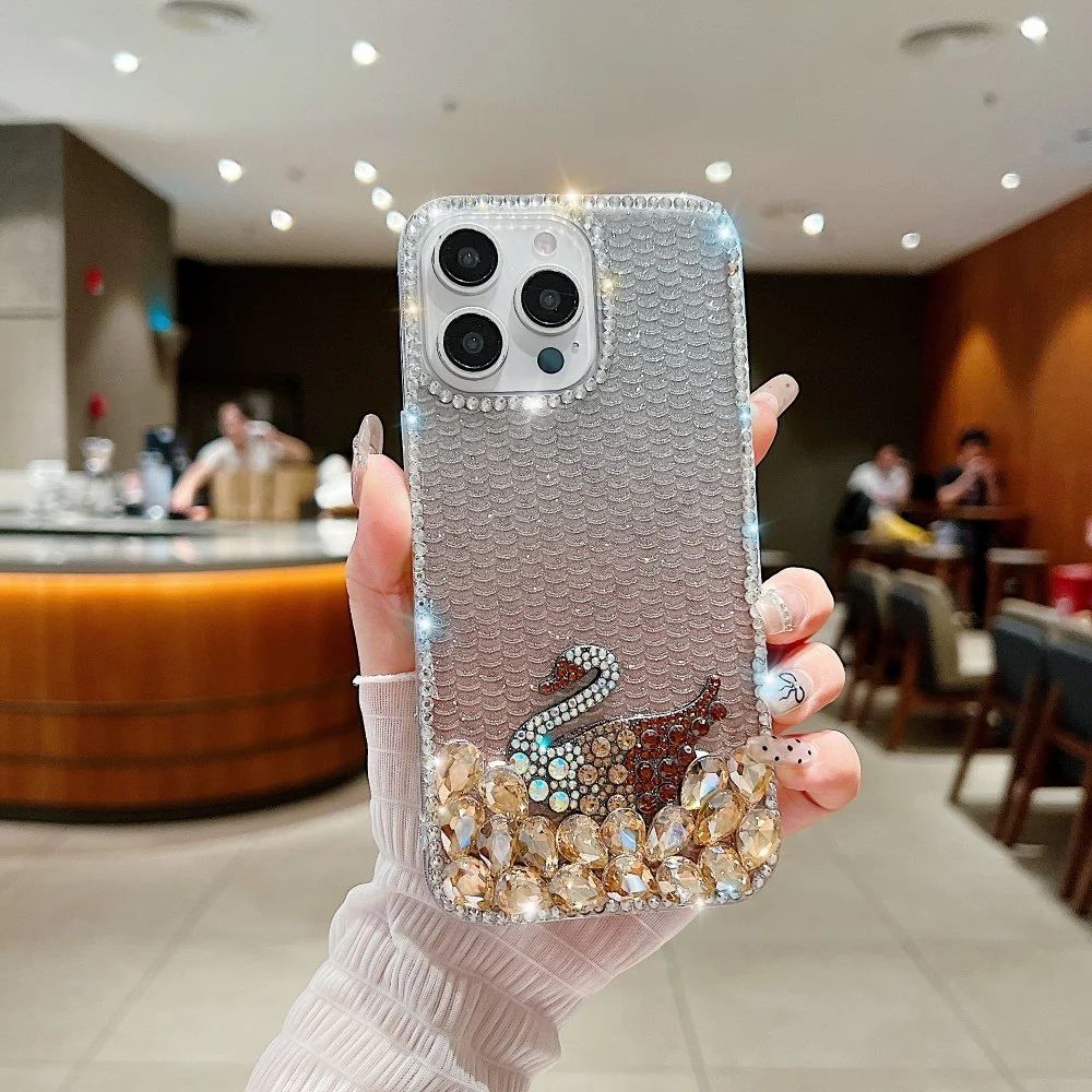 Luxury Design Rhinestone TPU (Soft) | PC (Hard) Phone Case (violet)- iPhone 14 pro