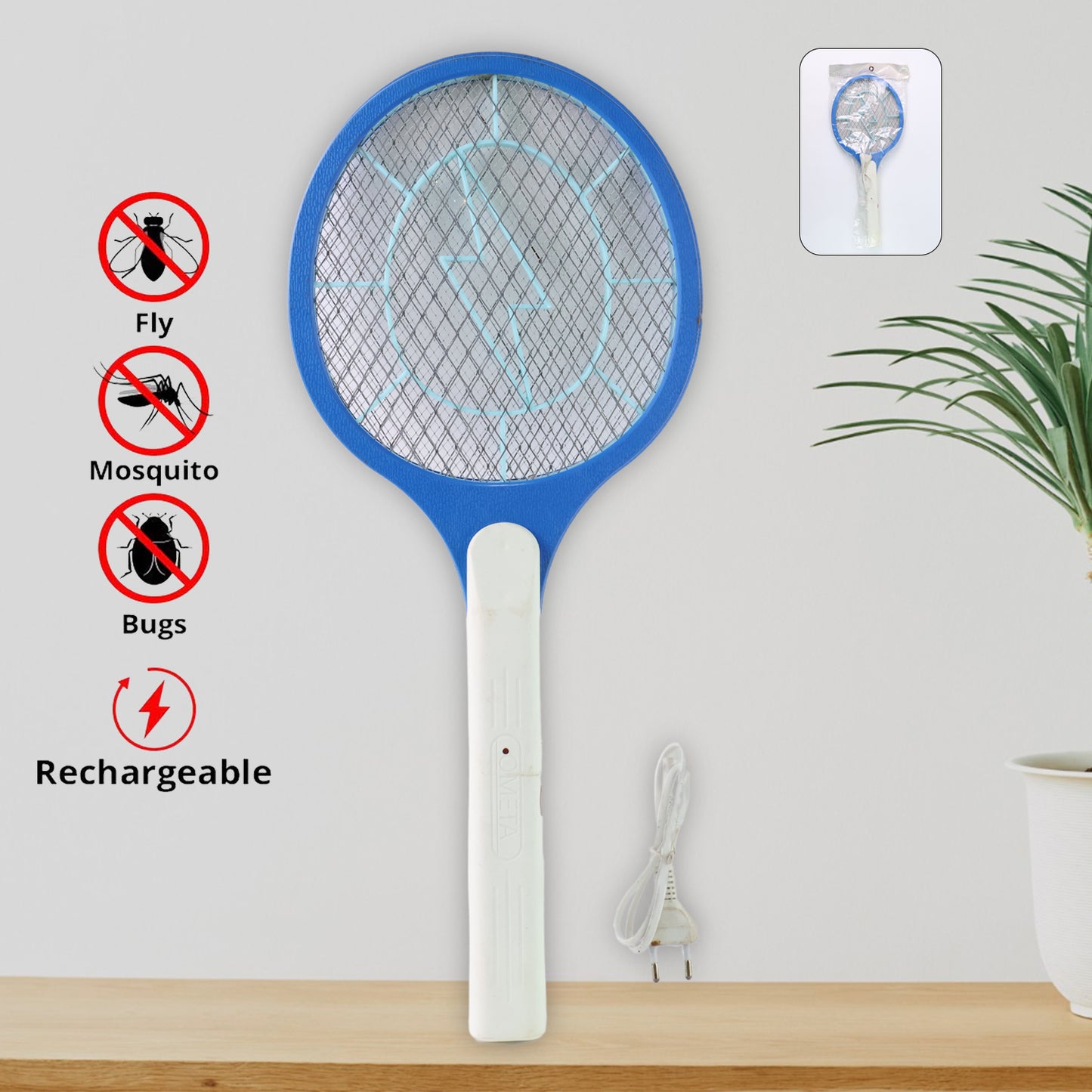 9108 Anti Mosquito Racquet Rechargeable Insect Killer Bat With Led Light