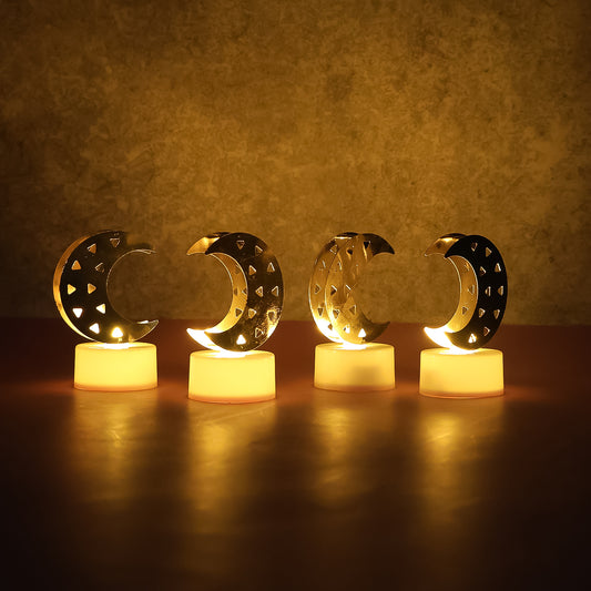 Decorative Moon Shaped Flameless Led Candles (4 Pc)