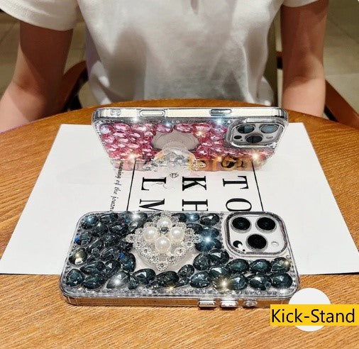 Luxury Phone Case for iPhone 16 plus  | Rhinestone | Transparent | Diamond Crystals | Handmade Compatible with iPhone 16 plus only (White Rhinestones)