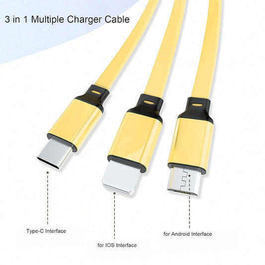3 In 1 Retractable Charger Charging Cable (1 Pc Mix Color)