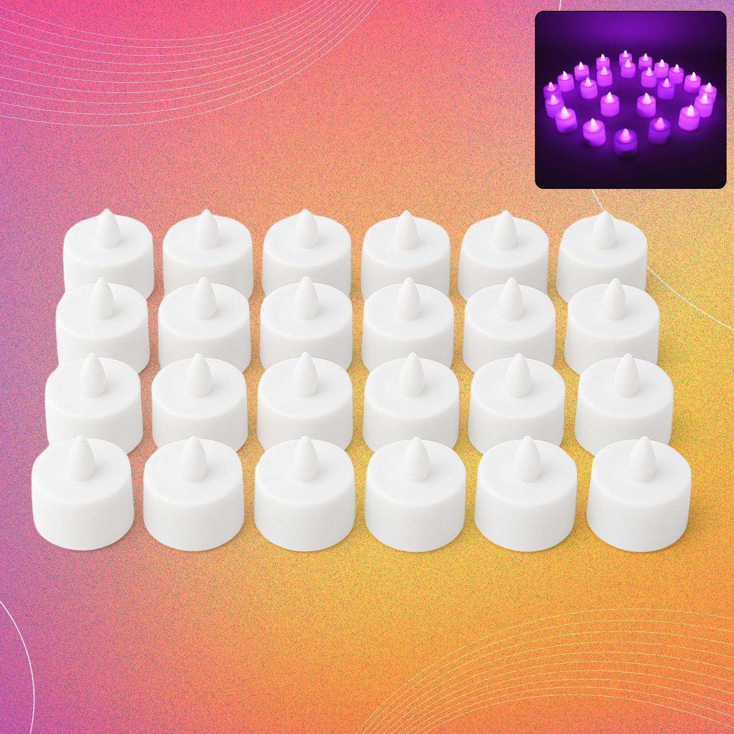 Flameless LED Tealights, Smokeless Plastic Decorative Candles - Led Tea Light Candle For Home Decoration, Diwali (Pack Of 24)