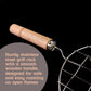 Kitchen Round Stainless Steel Roaster Papad Jali, Barbecue Grill with Wooden Handle
