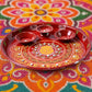 Hand-Painted Decorative Pooja Thali with Ganesha Motif and Diyas