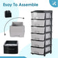 6-Layer Heavy-Duty Plastic Drawer Organizer Cabinet with Stone Texture Drawers