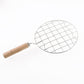 Kitchen Round Stainless Steel Roaster Papad Jali, Barbecue Grill with Wooden Handle