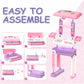 Big Beauty Set Suitcase On Wheel, The Ultimate Beauty Set On Wheels for Girls, Makeup Kit is Easy to Clean & Use, Portable Beauty Set with 25 Pieces for 3 Years BIS Approved. (Beauty Set Trolley)