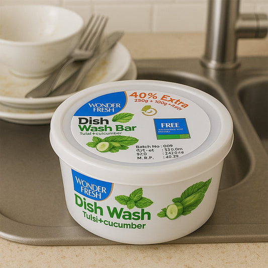 Fresh Mix Flavor Round Dishwash Bar With Super Scrubber Free Complete Dishwashing Solution, Tough Stains Remover (350 Gm)