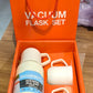 White Vacuum Flask Set – Stainless Steel Thermos with 3 Cups, Approx 500ml