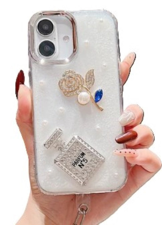 Transparent Case Cover for iPhone 16 pro | Decorative Rubber Gel | Protective | TPU Soft Compatibility with iPhone (heart  design)