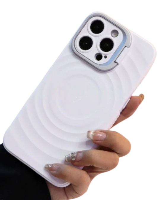 Matte Ripple Pattern Magsafe Silicone Phone Case with Stand