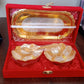 5in1 Gold Silver Plated 2 Bowl 2 Spoon Tray Set Brass with Red Velvet Gift Box Serving Dry Fruits Desserts Gift