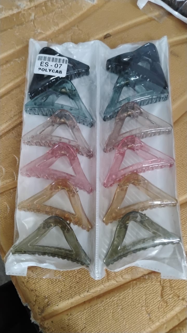 Triangle Shape Mix Color Plastic Hair Claw Clip – 12 Pc Durable Grip for Women and Girls