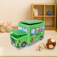 Foldable Bus Shape Toy Box Storage with Lid for Storage of Toys Basket Useful as Toy Organizer mountable Racks Surface Multipurpose Basket for Kids Wardrobe Cabinet Wood with Cloth Cover For Home Decor Books, Game, Baby Cloth (Mix Color & Design )