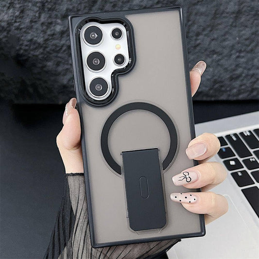 Shockproof Kickstand Magnetic Wireless Charge Phone Case - iPhone 14 (black)