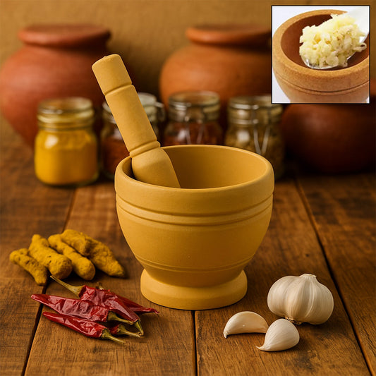 Mortar and Pestle Spice Grinder - Traditional Khalbatta for Kitchen Herb & Spice Preparation