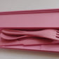 4 in 1 Travel Utensils Plastic Spoons and Forks Sets for Lunch Box (3 Pc With Case)