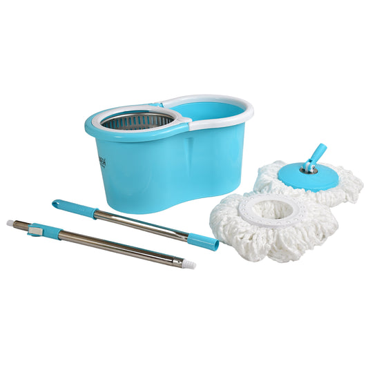 8714 Rapid Steel Spinner Bucket Mop 360 Degree Self Spin Wringing With 2 Absorbers For Home And Office Floor Cleaning Mops Set
