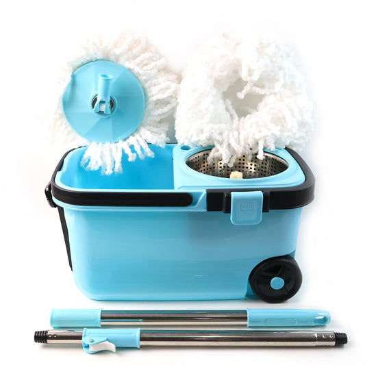 360 Spin Mop With Super Absorbent Microfiber Heads (1 Set)