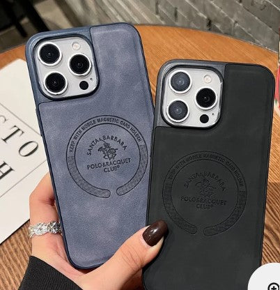Leather Melded PC (Hard) Phone Case - iPhone 14 plus ( grey )