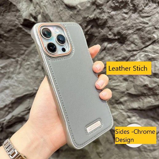 Leather with border Chrome