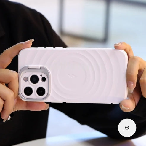 Matte Ripple Pattern Magsafe Silicone Phone Case with Stand