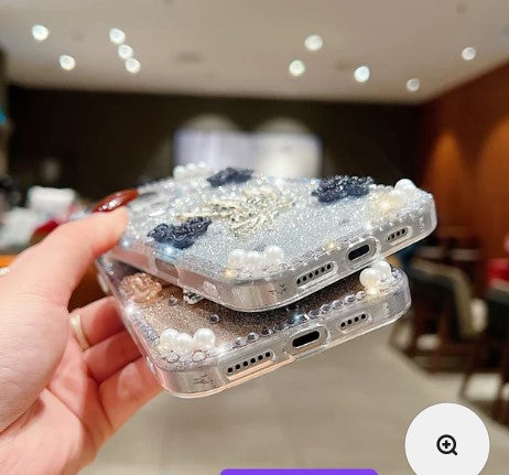Diamond Leaves TPU (Soft) Handmade Bling Phone Case - iPhone 16 Pro Max