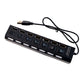 USB Splitter Multi Port USB 2.0 Hub, 7 Port with Independent On/Off Switch and LED Indicators USB A Port Data Hub, Suitable for PC Computer Keyboard Laptop Mobile HDD, Flash Drive  Etc