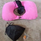 8512 3 in 1 Comfortable Travel Sleeping Kit, Neck Pillow, Eye Mask & Ear Plug Set Inflatable Plane Sleeping Pillow Head Neck Support Pillows for Travel Airplane Office, Black