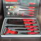 Kitchen Knife Set with Marble-Coated Blades & Red Handles (6 Pc)