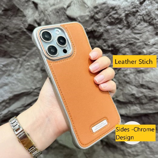 Leather with border Chrome