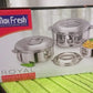 Royal Unique Hot Pot Stainless Steel Insulated Serving Casserole with Lid & Handle (3 pcs Set)