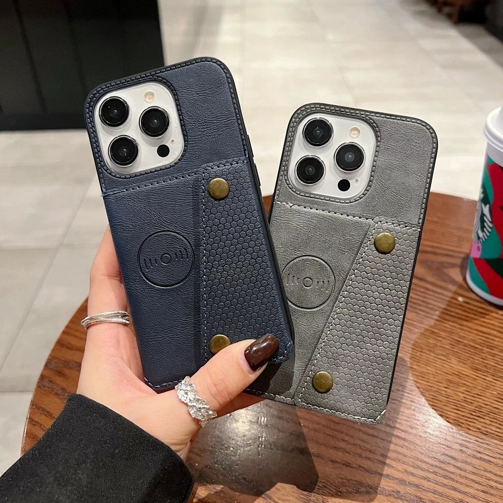 Double Buckle Magnetic Button Closer PU Leather Phone Case - iPhone 16 Pro (black)
