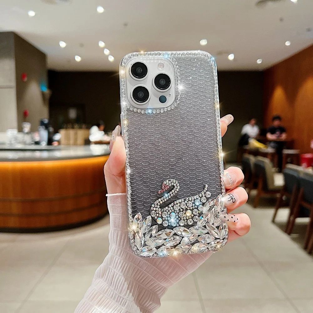 Luxury Design Rhinestone TPU (Soft) | PC (Hard) Phone Case (violet)- iPhone 15 pro