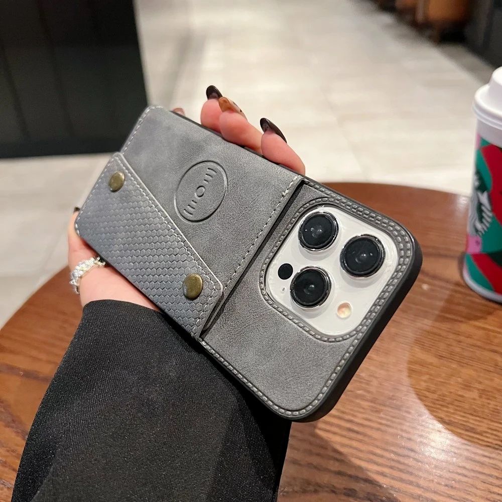 Double Buckle Magnetic Button Closer PU Leather Phone Case - iPhone 16 Pro (black)