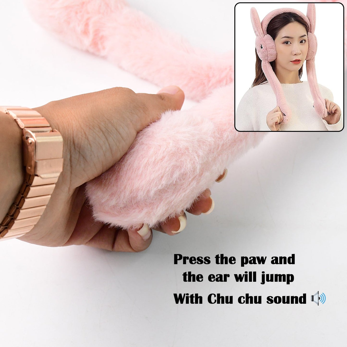 Cute Jumping Rabbit Ear Plush Winter Earmuffs (1 Pc)