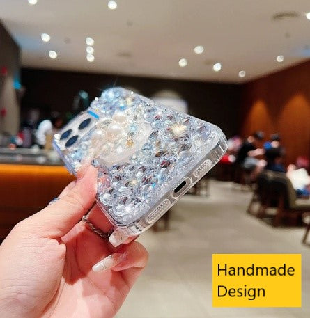 Luxury Phone Case for iPhone 16 plus  | Rhinestone | Transparent | Diamond Crystals | Handmade Compatible with iPhone 16 plus only (White Rhinestones)