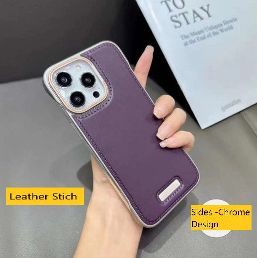 Leather with border Chrome