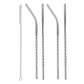 Set of 4 Stainless Steel Straws & Brush (2 Straight straws, 2 Bent straws, 1 Brush)